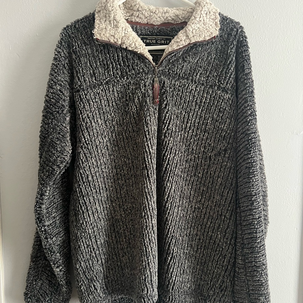 True Grit Cream and Gray Sherpa Jacket
